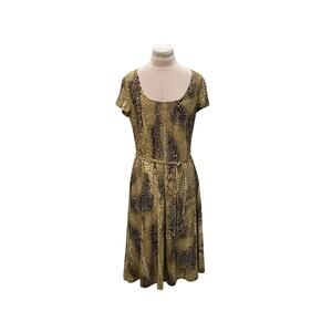 LAUREN Ralph Lauren Jersey Knit Belted Python Snake Print Dress Medium Career